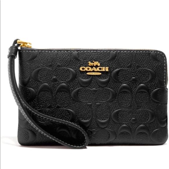 COACH Handbags - COACH  Signature Leather Corner Zip Wristlet COIN WALLET